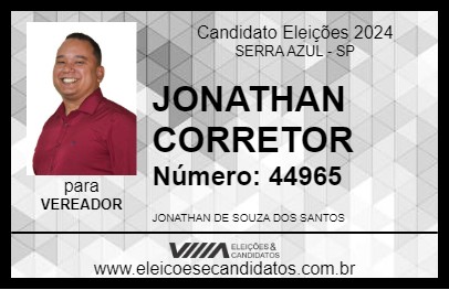 Candidato JONATHAN CORRETOR 2024 - SERRA AZUL - Eleições