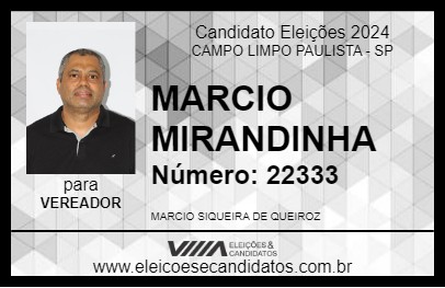 Candidato MARCIO MIRANDINHA 2024 - CAMPO LIMPO PAULISTA - Eleições