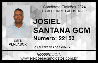 Candidato JOSIEL SANTANA 2024 - CAMPO LIMPO PAULISTA - Eleições