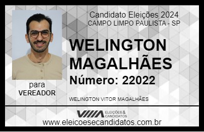 Candidato WELINGTON MAGALHÃES 2024 - CAMPO LIMPO PAULISTA - Eleições