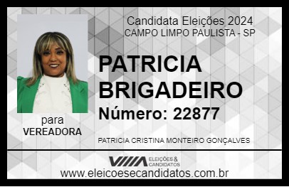 Candidato PATRICIA BRIGADEIRO 2024 - CAMPO LIMPO PAULISTA - Eleições