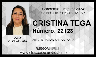 Candidato CRISTINA TEGA 2024 - CAMPO LIMPO PAULISTA - Eleições