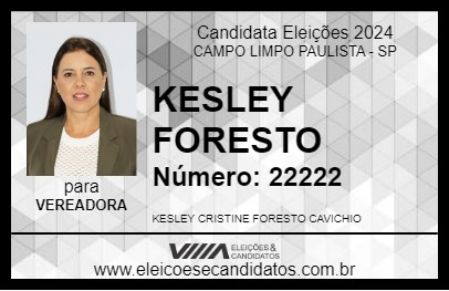 Candidato KESLEY FORESTO 2024 - CAMPO LIMPO PAULISTA - Eleições