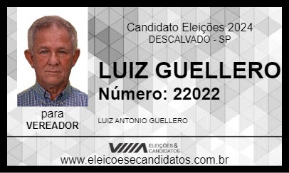 Candidato LUIZ GUELLERO 2024 - DESCALVADO - Eleições