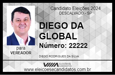 Candidato DIEGO DA GLOBAL 2024 - DESCALVADO - Eleições