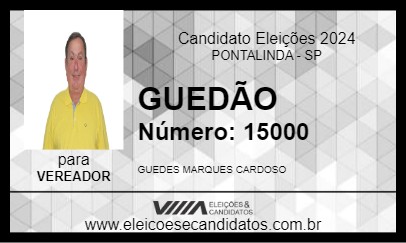 Candidato GUEDÃO 2024 - PONTALINDA - Eleições