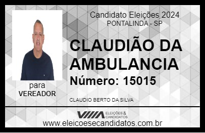 Candidato CLAUDIÃO DA AMBULANCIA 2024 - PONTALINDA - Eleições