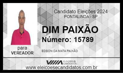 Candidato DIM PAIXÃO 2024 - PONTALINDA - Eleições