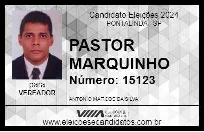 Candidato PASTOR MARQUINHO 2024 - PONTALINDA - Eleições