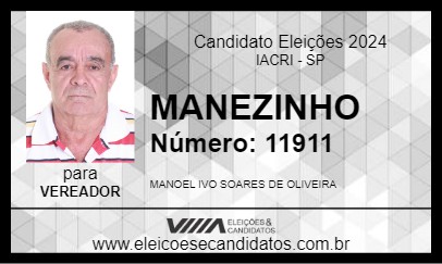 Candidato MANEZINHO 2024 - IACRI - Eleições