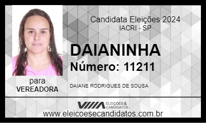 Candidato DAIANINHA 2024 - IACRI - Eleições