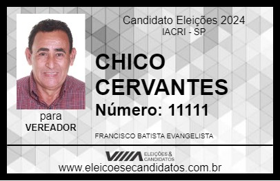 Candidato CHICO CERVANTES 2024 - IACRI - Eleições