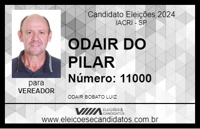 Candidato ODAIR DO PILAR 2024 - IACRI - Eleições