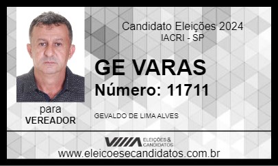 Candidato GE VARAS 2024 - IACRI - Eleições