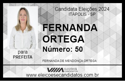 Candidato FERNANDA ORTEGA 2024 - ITÁPOLIS - Eleições