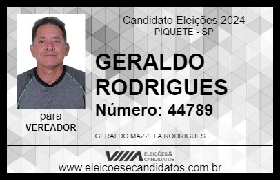 Candidato GERALDO RODRIGUES 2024 - PIQUETE - Eleições