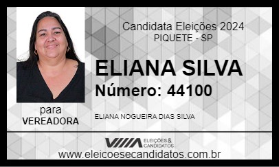 Candidato ELIANA SILVA 2024 - PIQUETE - Eleições