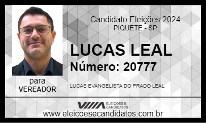 Candidato LUCAS LEAL 2024 - PIQUETE - Eleições