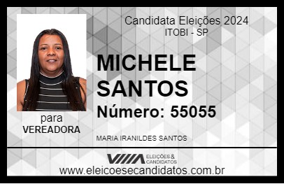 Candidato MICHELE SANTOS 2024 - ITOBI - Eleições