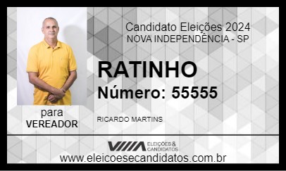 Candidato RATINHO 2024 - NOVA INDEPENDÊNCIA - Eleições