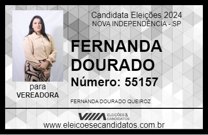 Candidato FERNANDA DOURADO 2024 - NOVA INDEPENDÊNCIA - Eleições