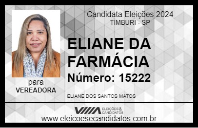 Candidato ELIANE DA FARMÁCIA 2024 - TIMBURI - Eleições