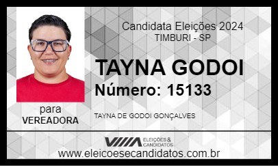 Candidato TAYNA GODOI 2024 - TIMBURI - Eleições