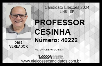 Candidato PROFESSOR CESINHA 2024 - LINS - Eleições