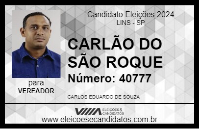 Candidato CARLÃO DO SÃO ROQUE 2024 - LINS - Eleições