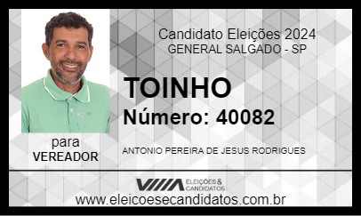 Candidato TOINHO 2024 - GENERAL SALGADO - Eleições