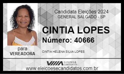 Candidato CINTIA LOPES 2024 - GENERAL SALGADO - Eleições