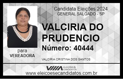 Candidato VALCIRIA DO PRUDENCIO 2024 - GENERAL SALGADO - Eleições