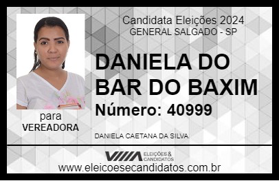 Candidato DANIELA DO BAR DO BAXIM 2024 - GENERAL SALGADO - Eleições