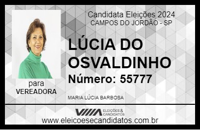 Candidato LÚCIA DO OSVALDINHO 2024 - CAMPOS DO JORDÃO - Eleições