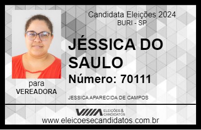 Candidato JÉSSICA DO SAULO 2024 - BURI - Eleições