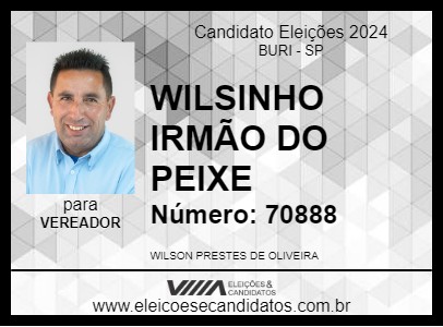 Candidato WILSINHO IRMÃO DO PEIXE 2024 - BURI - Eleições