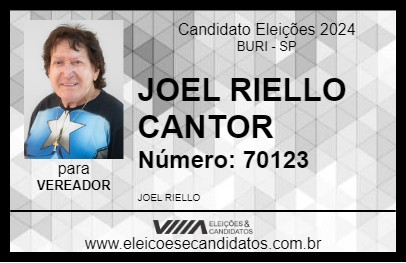 Candidato JOEL RIELLO CANTOR 2024 - BURI - Eleições