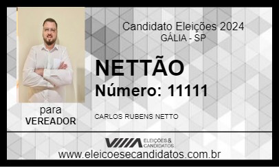 Candidato NETTÃO 2024 - GÁLIA - Eleições