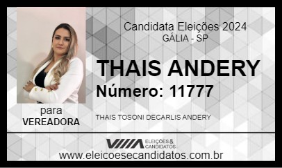 Candidato THAIS ANDERY 2024 - GÁLIA - Eleições