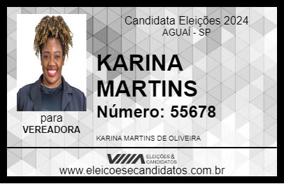 Candidato KARINA MARTINS 2024 - AGUAÍ - Eleições