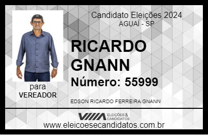 Candidato RICARDO GNANN 2024 - AGUAÍ - Eleições