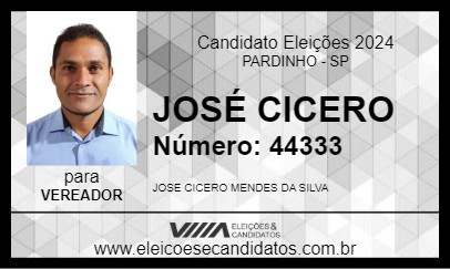 Candidato JOSÉ CICERO 2024 - PARDINHO - Eleições