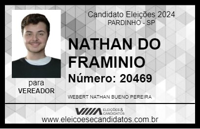 Candidato NATHAN DO FRAMINIO 2024 - PARDINHO - Eleições