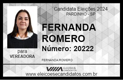 Candidato FERNANDA ROMERO 2024 - PARDINHO - Eleições