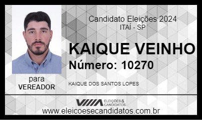 Candidato KAIQUE VEINHO 2024 - ITAÍ - Eleições