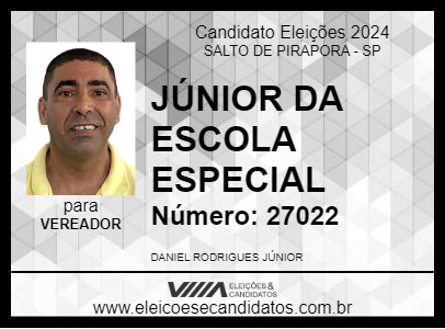 Candidato JÚNIOR DA ESCOLA ESPECIAL 2024 - SALTO DE PIRAPORA - Eleições