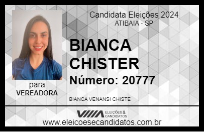 Candidato BIANCA CHISTER 2024 - ATIBAIA - Eleições