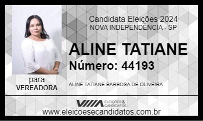 Candidato ALINE TATIANE 2024 - NOVA INDEPENDÊNCIA - Eleições