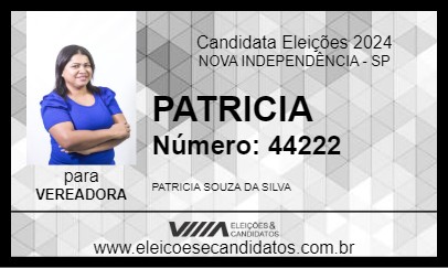 Candidato PATRICIA 2024 - NOVA INDEPENDÊNCIA - Eleições