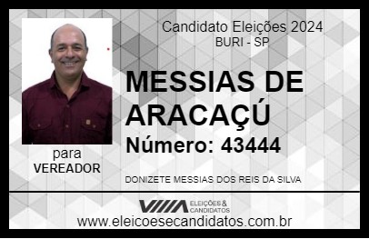 Candidato MESSIAS DE ARACAÇÚ 2024 - BURI - Eleições